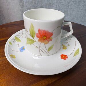 Vintage Mikasa "Just Flowers" Bone China Teacup & Saucer Set, Narumi Japan, 1970